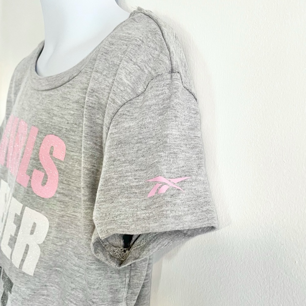 🆕Girl’s Reebok GIRLS NEVER QUIT Glitter Tee 6X - Picture 7 of 8